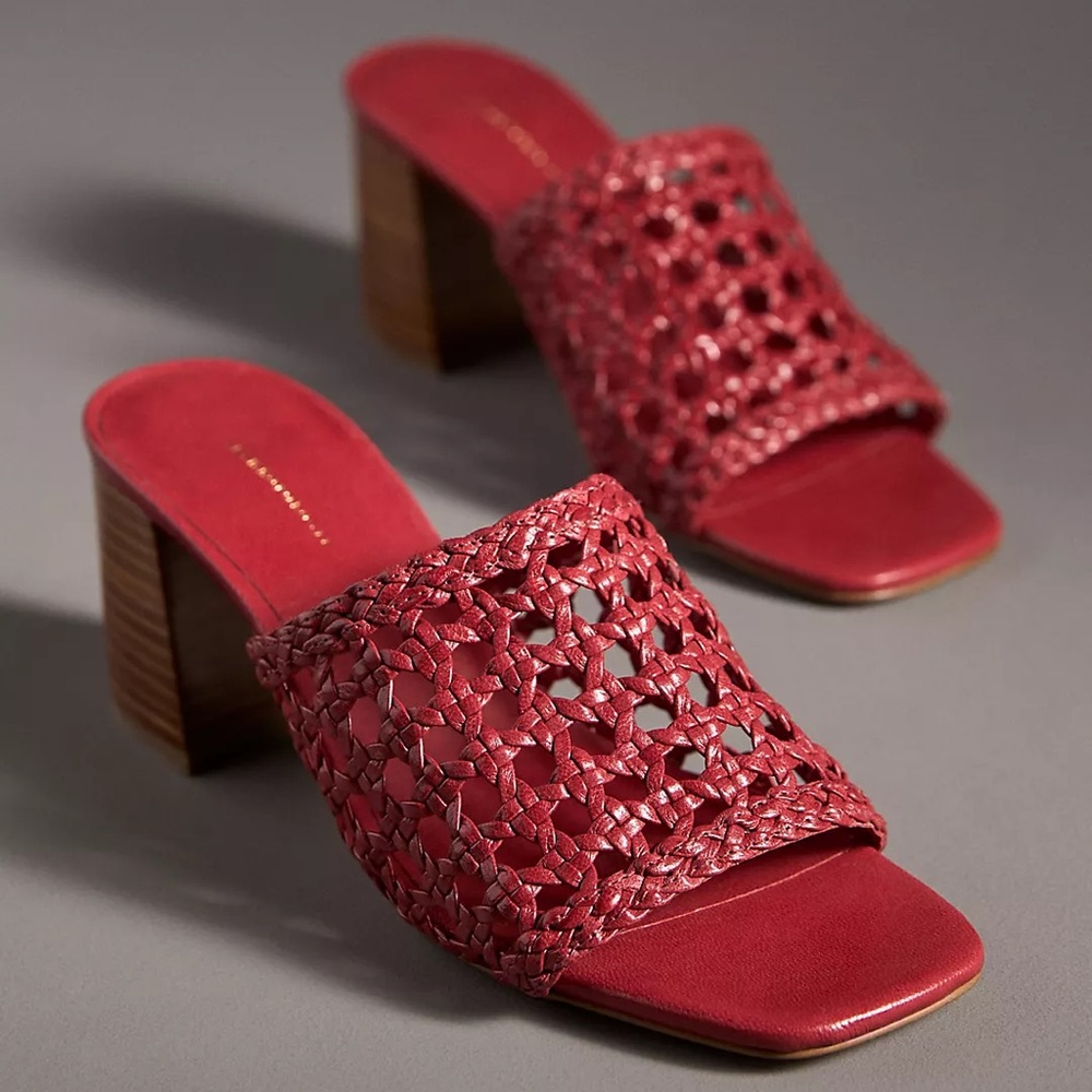 Anthropologie Woven Block-Heel Mule Sandals